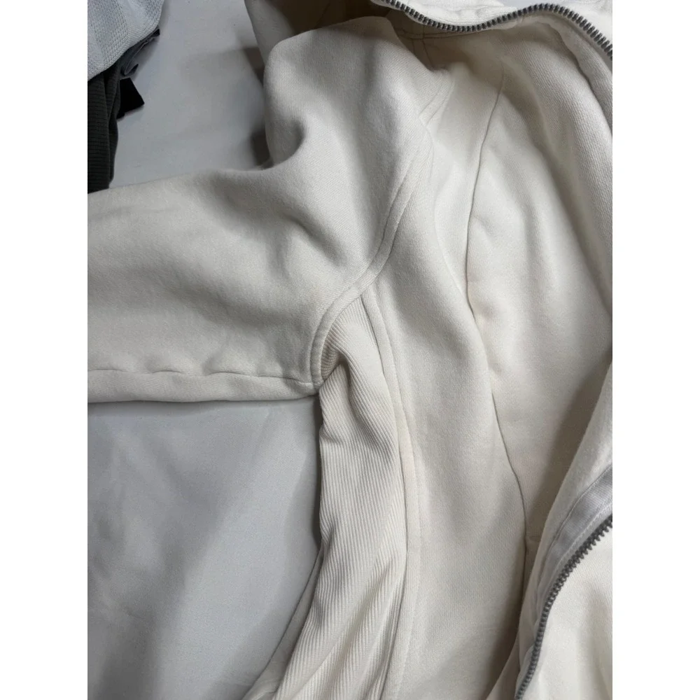 Lululemon Scuba Full Zip Hoodie Bone Size 8 Thumbholes Cotton Terry